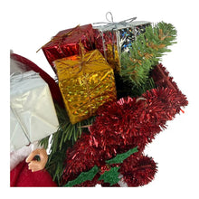 Cargar imagen en el visor de la galería, Papá Noel en Trineo con Hilo Rojo y Regalos - Adorno Navideño Decorativo 35x16x34 cm
