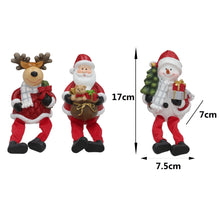 Cargar imagen en el visor de la galería, Set de 3 Figuras Decorativas Navideñas Sentadas de Resina y Poliéster 7,5x7x17 cm
