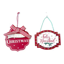 Cargar imagen en el visor de la galería, Set de 6 Carteles de Madera Colgantes "Feliz Navidad" 11x8x0,7 cm Surtidos
