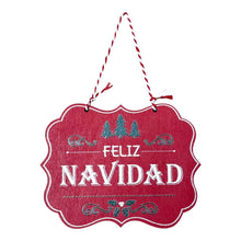 Cargar imagen en el visor de la galería, Set de 6 Carteles de Madera Colgantes "Feliz Navidad" 11x8x0,7 cm Surtidos
