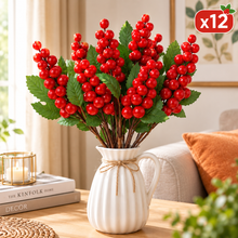Cargar imagen en el visor de la galería, Decoración Navideña Artificial para Árbol de Navidad – Ramos Decorativos con Frutos Rojos, Flores de Pascua y Muérdago – Varias Opciones para Decorar Árbol, Centro de Mesa y Hogar
