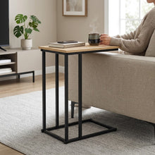 Cargar imagen en el visor de la galería, Mesa Auxiliar Forma de C para Sofá y Cama | Mesita Lateral Multiusos Compacta con Estructura de Metal y Tablero de Madera (40 x 26 x 58 cm)

