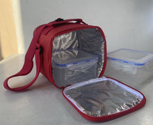 Cargar imagen en el visor de la galería, Quttin - Bolsa térmica Porta Alimentos Para Trabajo Viaje, con 2 x 1.1 L Fiambreras de plástico Cuadrada incluidas, 18 x 18 x 16.5 cm
