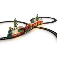 Cargar imagen en el visor de la galería, Tren Navideño de 22 Piezas con Luz, Sonido y Movimiento – Circuito 90x44 cm, Funciona con Pilas, Decoración Festiva Ideal para el Hogar
