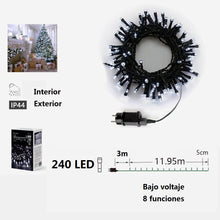 Cargar imagen en el visor de la galería, Guirnalda de Luces LED para Navidad de cable Verde - 8 funciones; Ideal para decorar árboles tanto en interiores como exteriores
