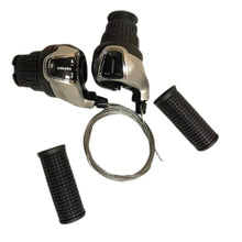 Cargar imagen en el visor de la galería, Palancas de Cambio para Bicicleta 3x6 Velocidades con Cable – Mandos de Cambio MTB para Manillar 22,2 mm – Juego Izquierda 3V / Derecha 6V
