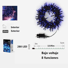 Cargar imagen en el visor de la galería, Guirnalda de Luces LED para Navidad de cable Verde - 8 funciones; Ideal para decorar árboles tanto en interiores como exteriores
