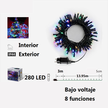 Cargar imagen en el visor de la galería, Guirnalda de Luces LED para Navidad de cable Verde - 8 funciones; Ideal para decorar árboles tanto en interiores como exteriores
