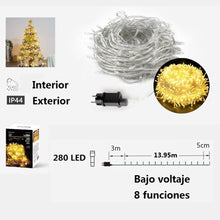 Cargar imagen en el visor de la galería, Guirnalda Luces led Navidad blanco cable transparente interior y exterior 8 funciones guirnaldas
