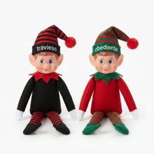 Cargar imagen en el visor de la galería, Pareja de Elfos Sentados Navideños Decorativos - Pack de 2 Muñecos Duendes de Navidad para Colgar y Estantería
