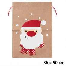 Cargar imagen en el visor de la galería, Set de 2 Sacos de Navidad de Tela de Cáñamo – Saco de Regalos para Decoración Navideña
