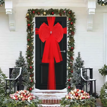 Cargar imagen en el visor de la galería, Lazo Decorativo Rojo para Navidad | Moño Gigante de Tul para Puertas | 75x760 cm | Ideal Bodas y Fiestas
