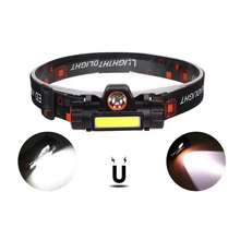 Cargar imagen en el visor de la galería, Linterna de cabeze frontal led recargables ajustable 2 modos 127LM IP20 Magenética para campo, camping al aire libre, escalada de montaña y minería y reparación de automóviles
