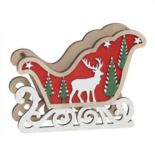 Cargar imagen en el visor de la galería, Set de 2 Trineos Navideños de Madera – Adorno Decorativo con Papá Noel y Reno, 16.5 x 6 x 12.5 cm
