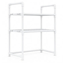 Cargar imagen en el visor de la galería, Estantería para Microondas Organizador de Cocina 2 y 3 Niveles con Ganchos - Soporte Encimera Multiusos Acero (Negro / Blanco)
