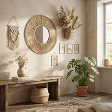 Cargar imagen en el visor de la galería, Esoejo Redondo Caren Rafia Natural 50CM Decoracion Para Entrada Casa Dormitorio
