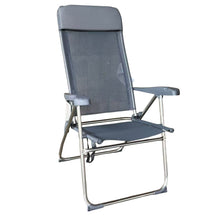 Cargar imagen en el visor de la galería, Silla Alta plegable playa estructura de aluminio tejido Textileno, transpirable y fresco, 7 posiciones 65 x 118 cm - Maxia Market
