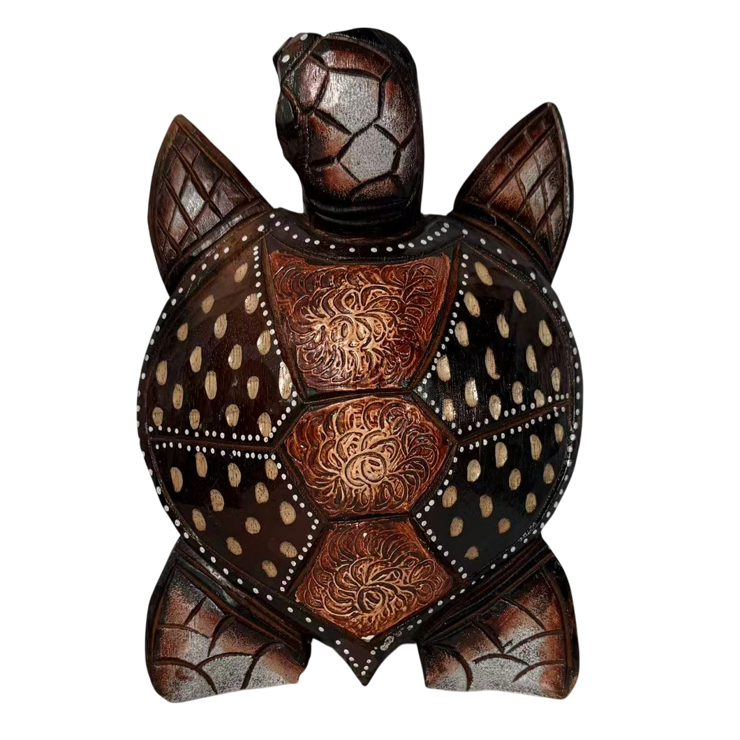 Figura Tortuga de Madera Marrón hecho a mano Para pared o mesa decoración del hogar