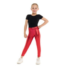 Cargar imagen en el visor de la galería, Leggins Metalizado Infantil de Niños Largo de Brillo Pantalon Elastico Efecto Metalizado Estilo Brillante Unisex Para Disfraz de Carnaval
