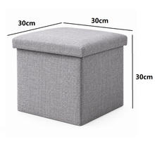 Cargar imagen en el visor de la galería, Puf Reposapiés con Tapa Acolchada 30x30x30 cm – Taburete Plegable con Almacenamiento – Puf Auxiliar de Polipiel o Poliéster
