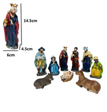 Cargar imagen en el visor de la galería, Nacimiento Resina 9 Piezas Aprox 15 cm Figuras Jesus, Maria, Jose, Reyes magos, Angel, Buey y Burro, Belen Pesebre Decoracion Navidad
