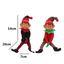 Cargar imagen en el visor de la galería, Pareja de Elfos Sentados Navideños Decorativos - Pack de 2 Muñecos Duendes de Navidad para Colgar y Estantería
