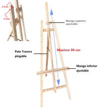 Cargar imagen en el visor de la galería, Caballete pintura madera de pino natural, Caballete Para Pintura para pintar en lienzo
