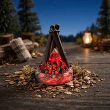 Cargar imagen en el visor de la galería, Estufa Fuego con Luz LED para Belén - Accesorios Decorativos de Resina, 3 Modelos Rústicos para Nacimiento de Navidad (Pilas Incluidas)
