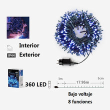 Cargar imagen en el visor de la galería, Guirnalda de Luces LED para Navidad de cable Verde - 8 funciones; Ideal para decorar árboles tanto en interiores como exteriores
