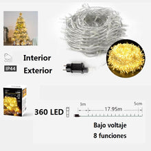 Cargar imagen en el visor de la galería, Guirnalda Luces led Navidad blanco cable transparente interior y exterior 8 funciones guirnaldas
