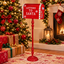 Cargar imagen en el visor de la galería, Buzón Navideño Decorado para Cartas de Papá Noel – Decoración de Navidad Roja
