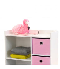 Cargar imagen en el visor de la galería, Mueble de 4 cestas de almacenamiento Junior Infantil madera blanca, Multicolor, 62X29.5X96CM
