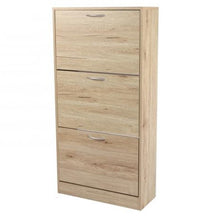 Cargar imagen en el visor de la galería, Mueble Armario de Zapateros Madera 3 Cajones Roble para 18 Pares Zapatos
