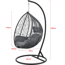 Cargar imagen en el visor de la galería, Balancín de Jardín Cesta Colgante Capileira 194 x 101 cm Sillón Silla Colgante Hamaca con Cojines máx. 110 kg Uso en Interiores y Exteriores Jardín Camping con Soporte Gris
