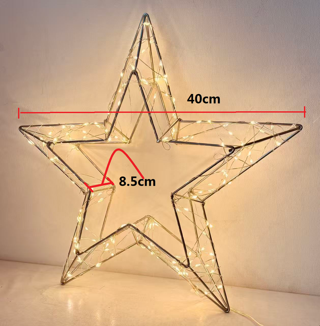 Estrella de Navidad Luminosa 3D de Metal con Luces LED Cálidas - Decoración Interior Festiva para Navidad en Plata