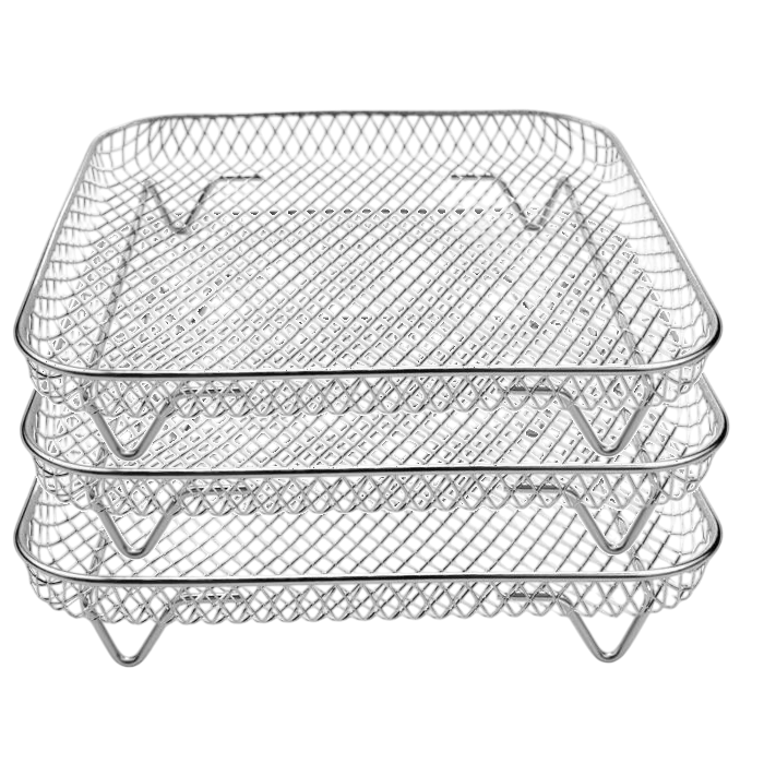 Set 3 Rejilla Cuadrada Apilable para Freidora de Aire Quttin 20x20x4.5 cm