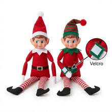 Cargar imagen en el visor de la galería, Pareja de Elfos Sentados Navideños Decorativos - Pack de 2 Muñecos Duendes de Navidad para Colgar y Estantería
