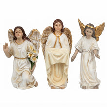 Cargar imagen en el visor de la galería, Set de 3 Figuras de Ángeles de Resina para Navidad – Adornos Navideños Decorativos y Belén (Alturas de 10 cm)
