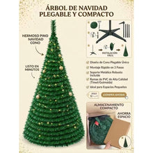 Cargar imagen en el visor de la galería, Árbol de Navidad Plegable Tipo Cono con Soporte - Pop Up Pino Navideño Desmontable, Fácil Montaje y Almacenaje Compacto para Hogar y Oficina

