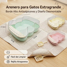 Cargar imagen en el visor de la galería, Arenero Semicerrado para Gatos con Borde Antisalpicaduras y Pala Incluida | Bandeja Sanitaria Felina 41x33x17.5 cm (Color al Azar)

