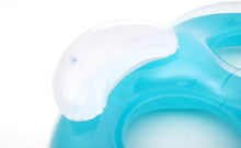 Cargar imagen en el visor de la galería, Flotador Hinchable Doble Anillo 117x188 cm Para Dos Personas Azul y Blanco con Reposacabezas Incorporados, Agarraderas y Parche de Reparación
