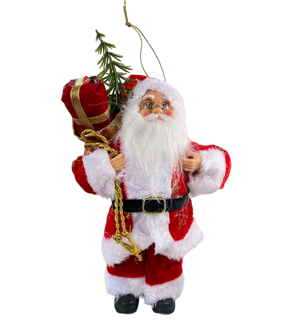 Figura Papa Noel Santa Clau de Pie con Regalo a la Mano Para Decoración de Navidad