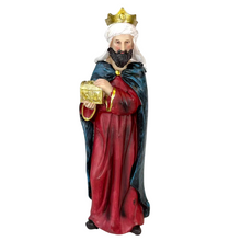 Cargar imagen en el visor de la galería, Nacimiento Belén 9 Figuras 25 cm en Resina – Portal de Belén con Reyes Magos, Sagrada Familia, Pastor y Animales – Multicolor
