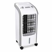 Cargar imagen en el visor de la galería, Ventilador de Torre función de Viento enfriador Enfriador de Aire Evaporativo 62W Portátil con Depósito de Agua, 3 Velocidades, Oscilación y Ruedas – Climatizador Compacto 23x26x57 cm
