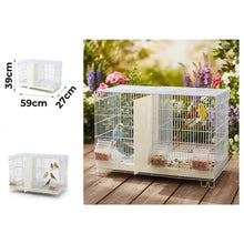 Cargar imagen en el visor de la galería, Jaula de Cría para Pájaros con Separador Removible (59x27x39 cm) – Jaula Metálica Doble para Canarios, Periquitos y Agapornis con Comederos Exterior y Bandeja Extraíble
