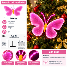 Cargar imagen en el visor de la galería, Adorno Navideño Mariposa Luminosa LED Multicolor y Alas en Movimiento para Árbol de Navidad
