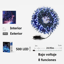 Cargar imagen en el visor de la galería, Guirnalda de Luces LED para Navidad de cable Verde - 8 funciones; Ideal para decorar árboles tanto en interiores como exteriores
