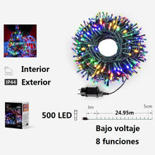 Cargar imagen en el visor de la galería, Guirnalda de Luces LED para Navidad de cable Verde - 8 funciones; Ideal para decorar árboles tanto en interiores como exteriores
