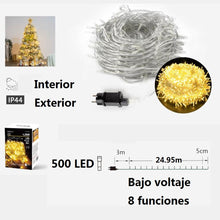 Cargar imagen en el visor de la galería, Guirnalda Luces led Navidad blanco cable transparente interior y exterior 8 funciones guirnaldas
