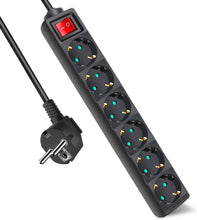 Cargar imagen en el visor de la galería, Regleta alargador eléctrico de 1.5/3 metros con 2/3/4/5 enchufes e interruptor negro
